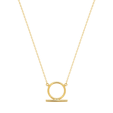 Real Gold Round Circle Bar Necklace 7260 N1411