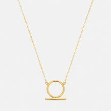Real Gold Round Circle Bar Necklace 7260 N1411