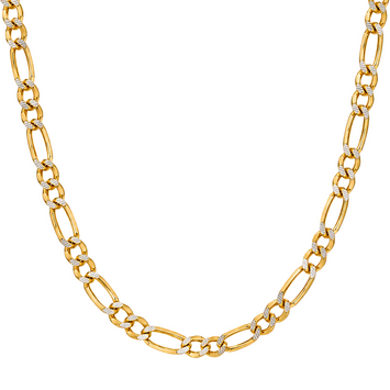 Real Gold Two Tone Figaro Solid Link Chain Necklace Unisex GZJCT 7586 (50 C.M) CH1241
