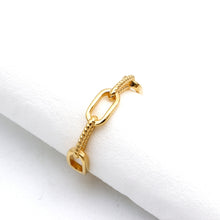 Real Gold Twisted Paper Clip Link Ring (Size 8) 7777 R2877