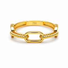 Real Gold Twisted Paper Clip Link Ring (Size 8) 7777 R2877