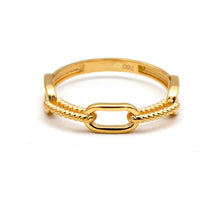 Real Gold Twisted Paper Clip Link Ring (Size 6) 7777 R2879