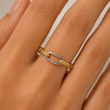 Real Gold 2 Color Twisted Paper Clip Link Ring (Size 6) 7777-YW R2883