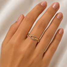Real Gold 2 Color Twisted Paper Clip Link Ring (Size 5) 7777-YW R2884