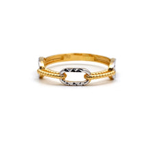 Real Gold 2 Color Twisted Paper Clip Link Ring (Size 6) 7777-YW R2883