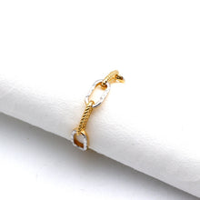 Real Gold 2 Color Twisted Paper Clip Link Ring (Size 8) 7777-YW R2881