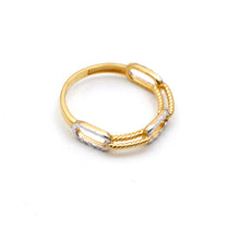 Real Gold 2 Color Twisted Paper Clip Link Ring (Size 5) 7777-YW R2884