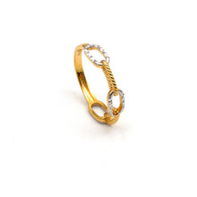 Real Gold 2 Color Twisted Paper Clip Link Ring (Size 5) 7777-YW R2884