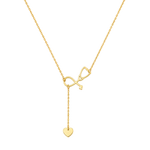 Real Gold Stethoscope With Dangler Heart Adjustable Size Necklace 7883 N1396