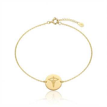 Real Gold Medical Symbol Disc Bracelet 7886 (17 + 2 = 19 C.M) BR1938