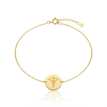 Real Gold Medical Symbol Disc Bracelet 7886 (17 + 2 = 19 C.M) BR1938