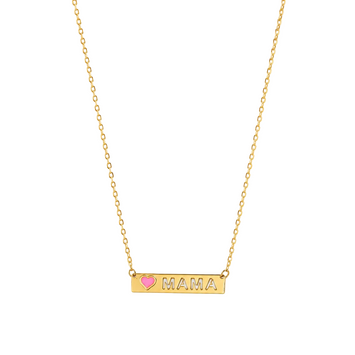 Real Gold Pink Heart MAMA Adjustable Size Necklace 7957 N1407