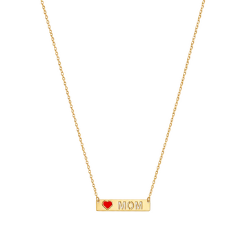 Real Gold Red Heart MOM Adjustable Size Necklace 7958 N1405