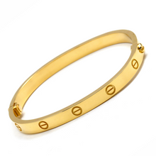 Real Gold Curved Rectangle Double Sided Screw Bangle GZJCTBLZ0254/2 - (SIZE 15) BA1550