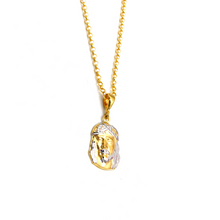 Real Gold 3D Jesus Christ 2 Color Pendant With Holo Rolo Chain Necklace 1891 CWP 1894
