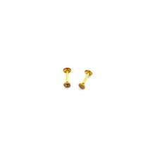 Real Gold 3 MM Stone Studs with Long Screw Tops Perfect for Ear and Nose Piercings E1898