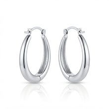 Real Gold Polished Oval Hoop White Gold Earrings Set 8782 - W E1988