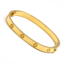 Real Gold GZCR Curved Rectangle Double Sided Screw Bangle BLZ 0254/2 (SIZE 15) C BA1365