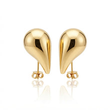 Real Gold Curved Teardrop Stud XL Earrings Set 9137 E1986
