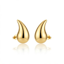 Real Gold Curved Teardrop Stud XL Earrings Set 9137 E1986