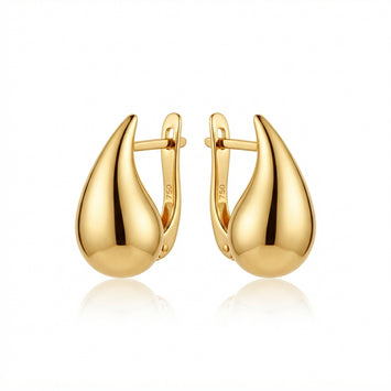 Real Gold Teardrop with Butterfly Back Closure Press Earrings Set 9180 E1985