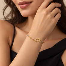 Real Gold Three Color Beaded 3D Star and Heart Bracelet 9208 (19 C.M) BR1936