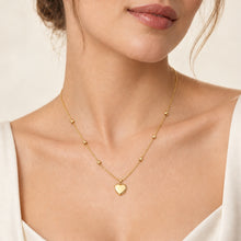 Real Gold 3D Heart and Six Textured Beads Necklace 9309 (43+2 =45 C.M) N1572