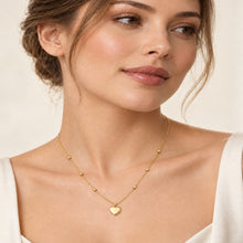 Real Gold 3D Heart and Six Textured Beads Necklace 9309 (43+2 =45 C.M) N1572