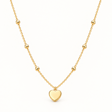 Real Gold 3D Heart and Six Textured Beads Necklace 9309 (43+2 =45 C.M) N1572