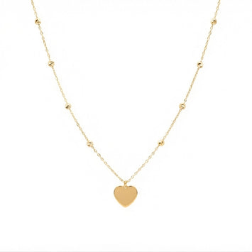 Real Gold 3D Heart and Six Textured Beads Necklace 9309 (43+2 =45 C.M) N1572