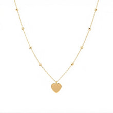 Real Gold 3D Heart and Six Textured Beads Necklace 9309 (43+2 =45 C.M) N1572