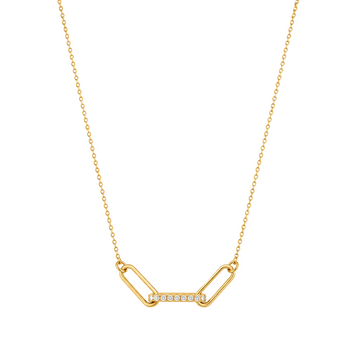Real Gold Thick Link Stone Adjustable Size Necklace 9405 N1367
