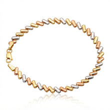 Real Gold Tri-Color Reversible Textured Bead Bracelet (19 C.M) 9634/5 BR1943
