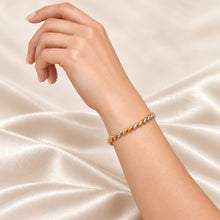 Real Gold Tri-Color Reversible Textured Bead Bracelet (19 C.M) 9634/5 BR1943