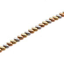 Real Gold Tri-Color Reversible Textured Bead Bracelet (19 C.M) 9634/5 BR1943