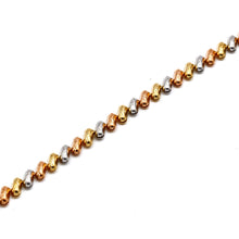 Real Gold Tri-Color Reversible Textured Bead Bracelet (19 C.M) 9634/5 BR1943