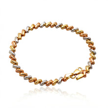 Real Gold Tri-Color Reversible Textured Bead Bracelet (19 C.M) 9634/5 BR1943