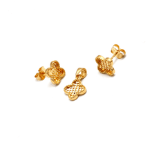 Real Gold Clover Glittering Earring Set 3050 With Pendant GZJVN1057 SET1088