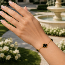 Real Gold 3 Clover Black Elegant Bracelet (19 C.M) - Model GZJVN 1878 BR1754