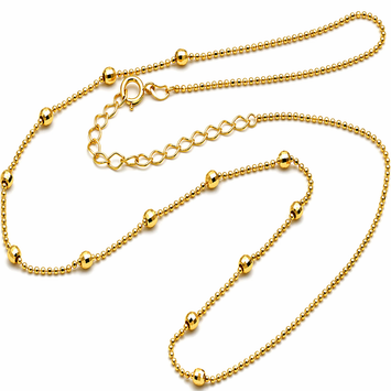 Real Gold 13 Glittering Balls with beads chain Adjustable Size Necklace (40+5 = 45 C.M) 3221 N1545