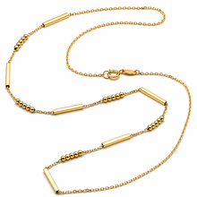 Real Gold Square Roller With 5 Beads Balls chain Necklace (45 C.M) 2663 N1546