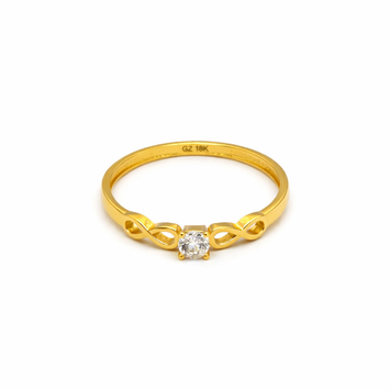 Real Gold Infinity Center Stone Ring 0523 (Size 10) R2178
