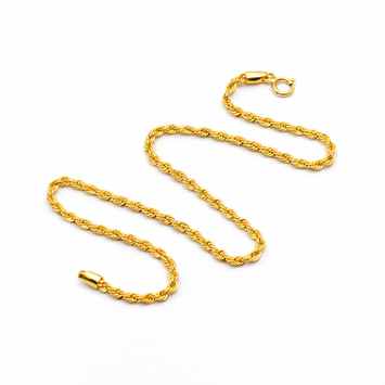 Real Gold Plain Rope Chain Bracelet (21 C.M) - Model 7130 BR1864