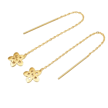 Real Gold Net Flower Drop Hanging Drop Earring Set 7199 E1844