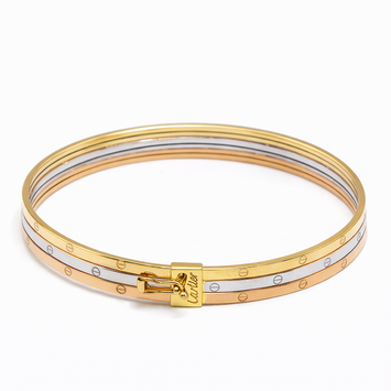 Real Gold Trinity Round Bangle GZJCT BLZ0367-1-3C (Size 14) BA1627