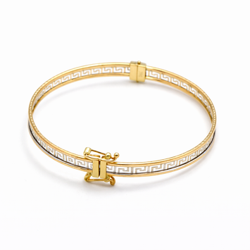Real Gold 2 Color Maze Hoop Bangle 0628 - (SIZE 18) BA1522