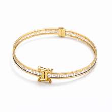 Real Gold 2 Color Maze Hoop Bangle 0628 - (SIZE 17) BA1523