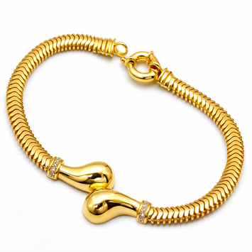 Real Gold Twisted Chunky Teardrop Luxury Stone Bracelet CVB 0626 (21 C.M) BR1863