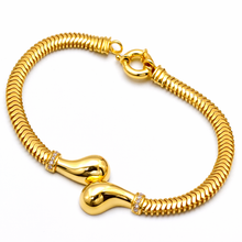 Real Gold Twisted Chunky Teardrop Luxury Stone Bracelet CVB 0626 (18 C.M) BR1836