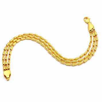 Real Gold 3 Lines Teardrop Unisex Bracelet 2328 (19 C.M) BR1774